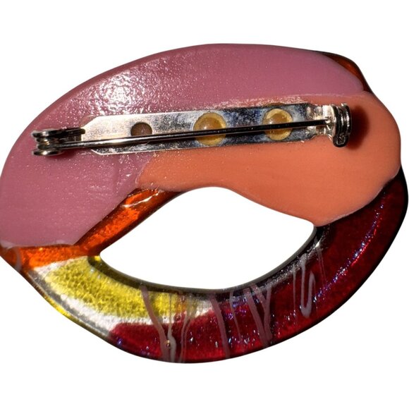 vintage Handmade art studio Glass Brooch With Abstract Design - Picture 5 of 5